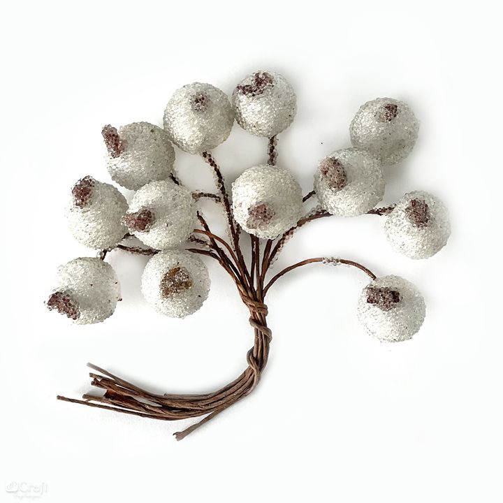 3D ozdobné vetvičky bielych bobúľ