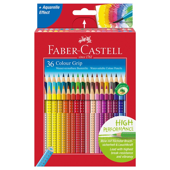 Akvarelové pastelky Faber-Castell Grip - sada 36 farieb