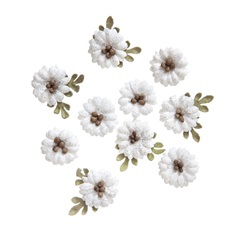 Papierové kvety Shabby Chic biele - sada 10 ks