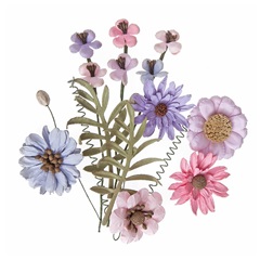 Papierové kvety Pink & Lavender - sada 12 ks