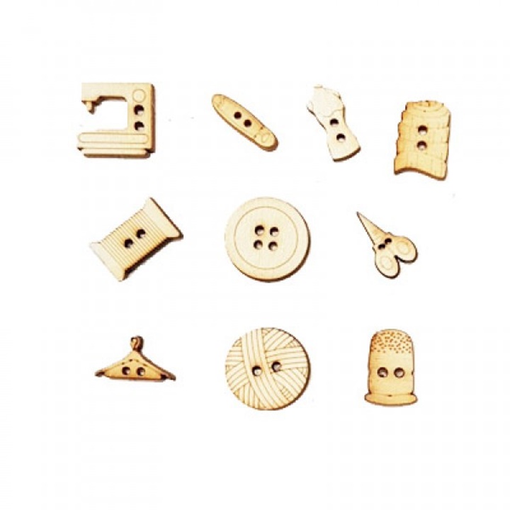 Leseni miniaturni gumbi - različni kompleti