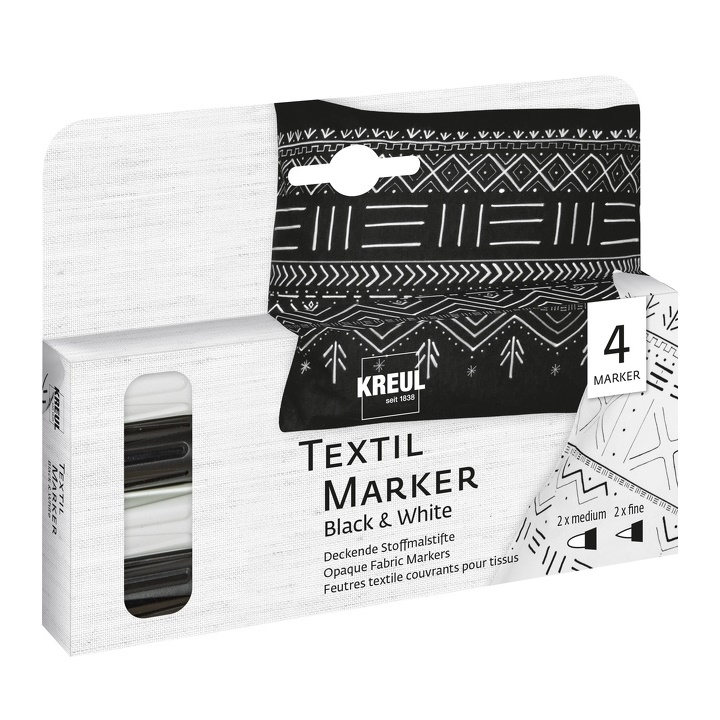 Fixky na textil Black and White 4 ks - KREUL