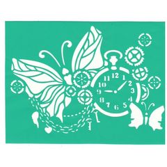 Samolepiaca šablóna Motýľ s hodinami 20 x 15 cm