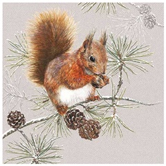 Servítky na dekupáž Squirrel in Winter - 1 ks