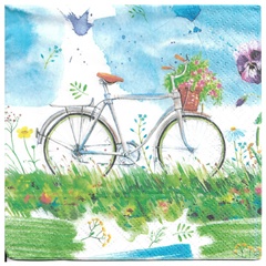Servítky na dekupáž Watercolour Bicycle - 1 ks
