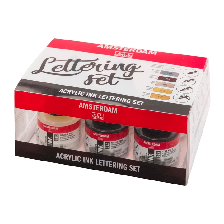 Akrylový atrament Amsterdam - Lettering set / 6 x 30 ml