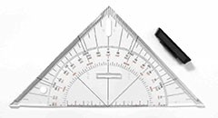 Navigačné trojuholníkové pravítko LENIAR 45° / 25 cm 