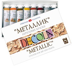 Metalické akrylové farby DECOLA 8x18 ml 